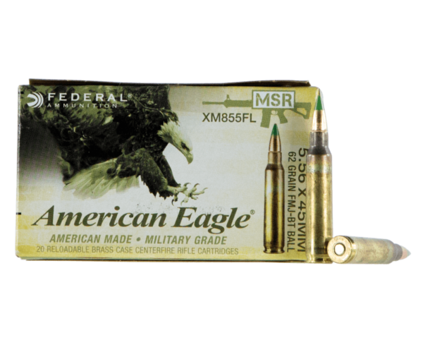 Federal American Eagle XM 5.56 NATO 62 Grain 20-Rounds FMJBT