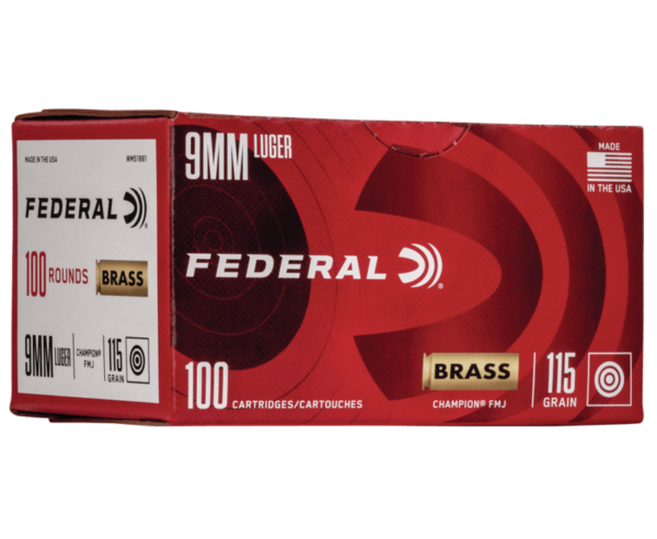 Federal Champion Training Handgun Ammo 9mm 100-Rounds 115 Grain FMJ