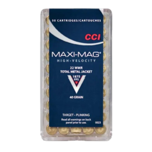 CCI Maxi-Mag Ammunition 22 Winchester Magnum Rimfire (WMR) 40 Grain Total Metal Jacket