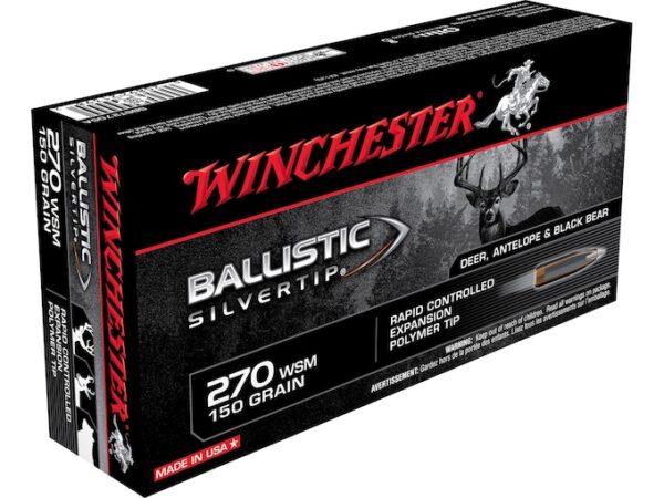 Winchester Ballistic Silvertip Ammunition 270 Winchester Short Magnum (WSM) 150 Grain Rapid Controlled Expansion Polymer Tip 500 rounds