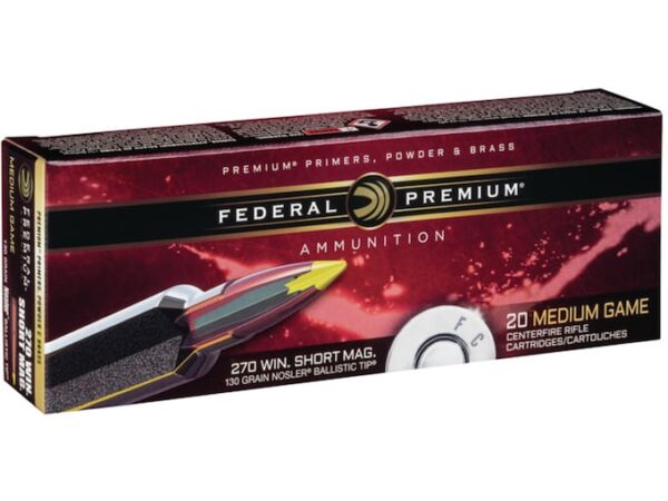 Federal Premium Ammunition 270 Winchester Short Magnum (WSM) 130 Grain Nosler Ballistic Tip 500 rounds