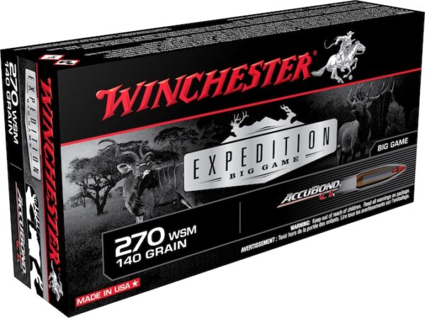 Winchester Expedition Big Game Ammunition 270 Winchester Short Magnum (WSM) 140 Grain Nosler AccuBond 20 rounds