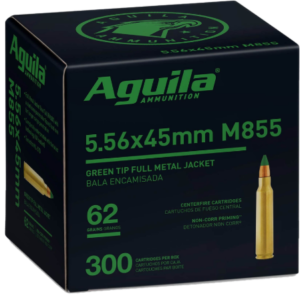 Aguila Ammunition 5.56x45mm NATO 62 Grain M855 SS109 Penetrator Full Metal Jacket