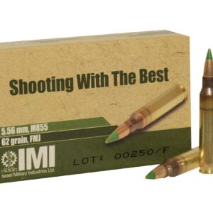 IMI Ammunition 5.56x45mm NATO 62 Grain M855 SS109 Penetrator Full Metal Jacket Boat Tail