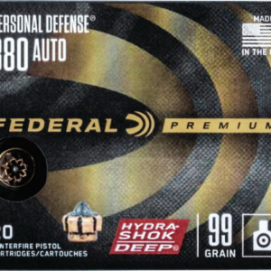 Federal Premium Personal Defense Micro Ammunition 380 ACP 99 Grain Hydra-Shok Deep Jacketed Hollow Point