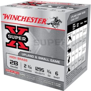 Winchester Super-X High Brass Ammunition 28 Gauge 2-3/4″ 3/4 oz #6 Shot 500 rounds