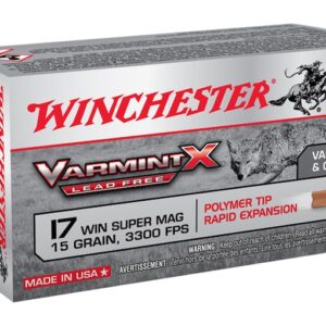 Winchester Varmint X Ammunition 17 Winchester Super Magnum 15 Grain Polymer Tip Lead-Free Box of 50