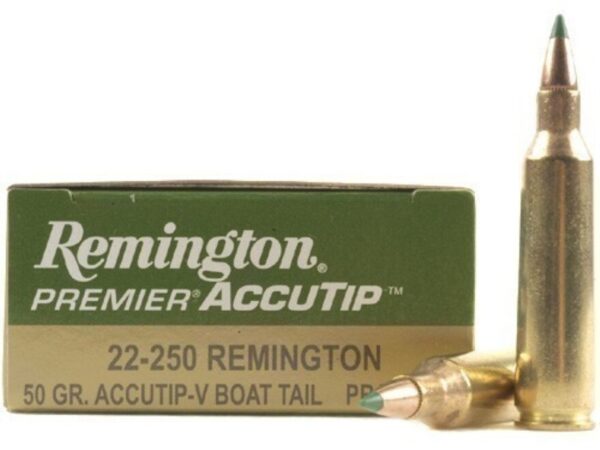 Remington Premier Varmint Ammunition 22-250 Remington 50 Grain AccuTip Boat Tail 250 rounds