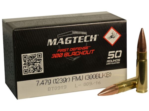 Magtech First Defense Ammunition 300 AAC Blackout 123 Grain Full Metal Jacket 500 rounds