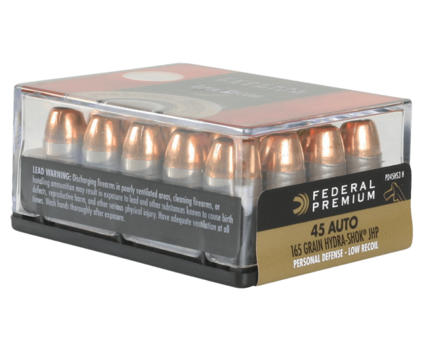 Federal Personal Defense Low Recoil Hydra-Shok Handgun Ammo .45 ACP 20-Rounds 165 Grain JHP