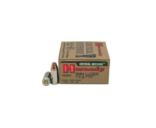 Hornady Critical Defense 9mm Flex Tip Expanding 115 Grain Nickel Plated Brass 250-Round Case