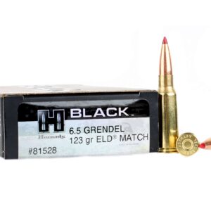 HORNADY BLACK AMMUNITION 6.5 GRENDEL 123 GRAIN ELD MATCH BOX 500 ROUNDS