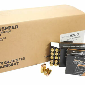 9mm 9×19 Ammo 115gr FMJ CCI Blazer Brass (5200) 1000 Round Case