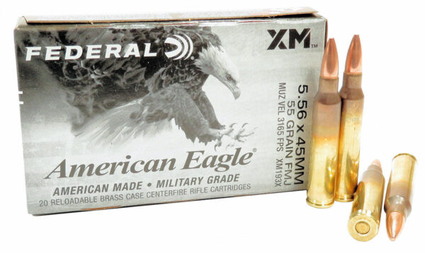 223 5.56×45 Ammo 55gr FMJ Federal American Eagle (XM193X) 500 Round Case - Image 2