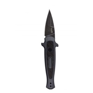 Kershaw Launch 12 Mini-Stiletto 1.9″ Inch Spear Point Blackwashed Blade – Gray Handle w/Carbon Fiber