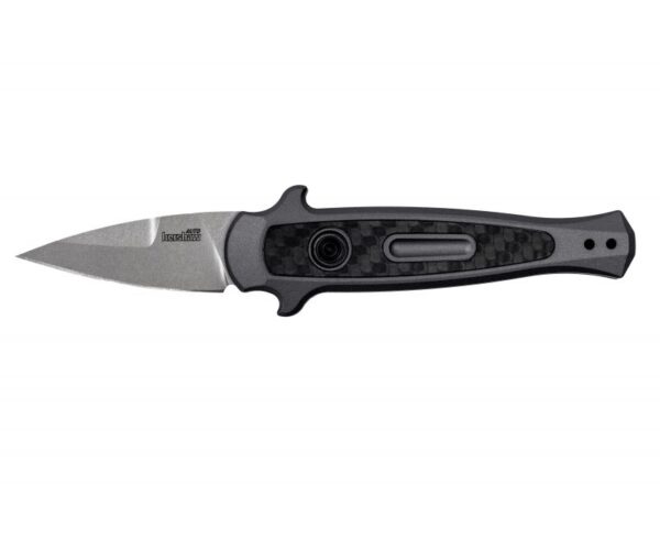 Kershaw Launch 12 Mini-Stiletto 1.9″ Inch Spear Point Blade – Gray Handle w/Carbon Fiber