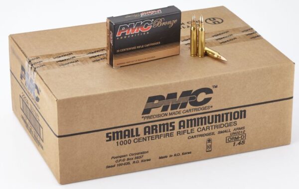 PMC Ammunition Bronze .223 Rem 55 Grain Full Metal Jacket Boat Tail Brass- 1000Rds – Full Case