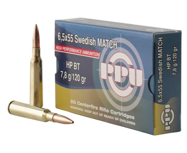 PPU PPM6 Match 120 Grain 6.5×55 Swedish 20 Rounds Hollow Point Boat Tail