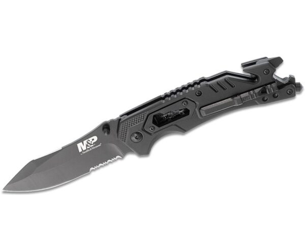 Smith & Wesson M&P Assisted Open Knife & Tool – 3.5″ Clip Point Partially Serrated Blade