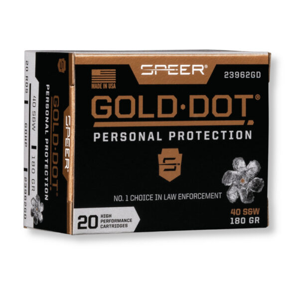 40 SW – 180 gr JHP – Speer Gold Dot (23962) – 200 Rounds