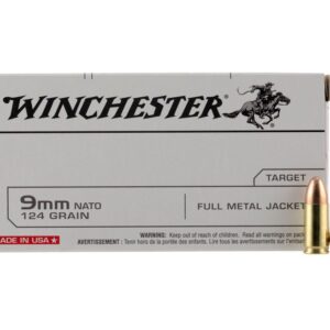 Winchester Ammunition FMJ 124 Grain Brass 9mm 50Rds