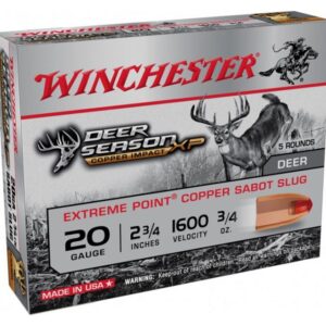 Winchester Deer Season Slug Shotgun Shells 20 Gauge 2.75″ Chamber 5 RDs