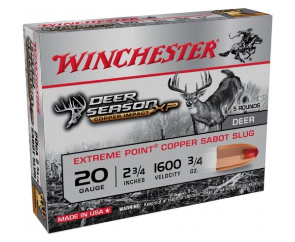 Winchester Deer Season Slug Shotgun Shells 20 Gauge 2.75″ Chamber 5 RDs