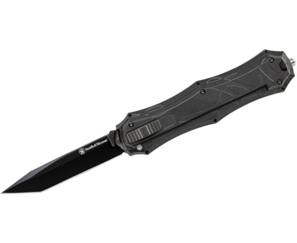 Smith and Wesson OTF Knife – 3.25″ Black Plain Tanto Blade