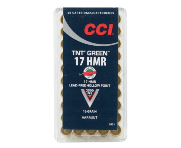 CCI Ammunition Varmint TNT Green Brass .17 HMR 16-Grain 50-Rounds HP