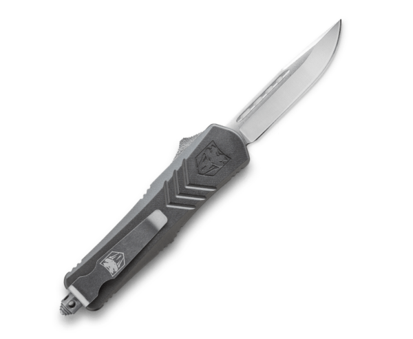 CobraTec Knives FS-X Gray OTF Knife – 2.75″ Plain Drop Point Blade - Image 2