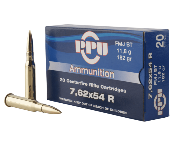 PPU Metric Rifle Brass 7.62x54mmR 182-Grain 20-Rounds FMJ