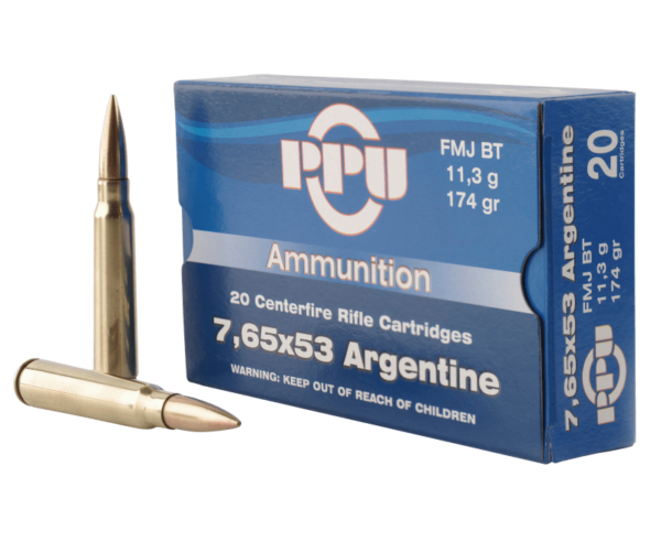 PPU Metric Rifle Brass 7.65 X 53 174-Grain 20-Rounds FMJ