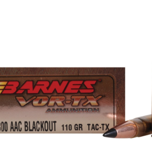 Barnes VOR-TX Ammunition 300 AAC Blackout 110 Grain TAC-TX Polymer Tipped Spitzer Flat Base Lead-Free  500 rounds