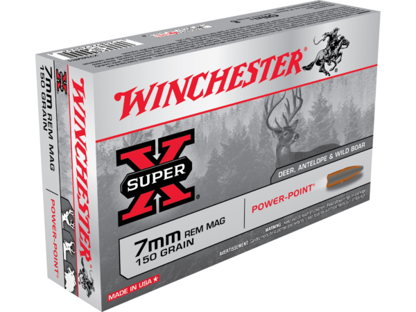 Winchester Super-X Ammunition 7mm Remington Magnum 150 Grain Power-Point 500 rounds