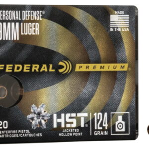 Federal Premium Centerfire Handgun Ammunition 9mm Luger 124 grain HST Jacketed Hollow Point 500 rounds