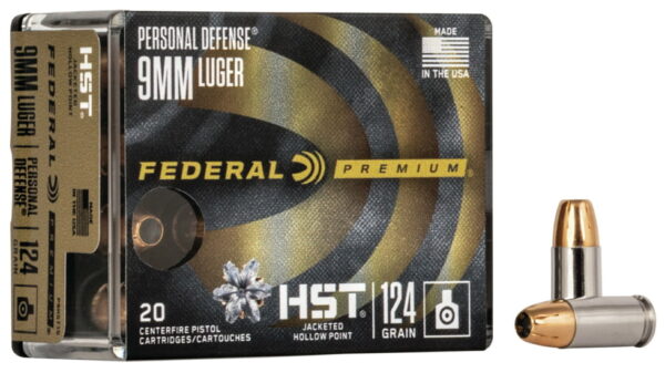 Federal Premium Centerfire Handgun Ammunition 9mm Luger 124 grain HST Jacketed Hollow Point 500 rounds