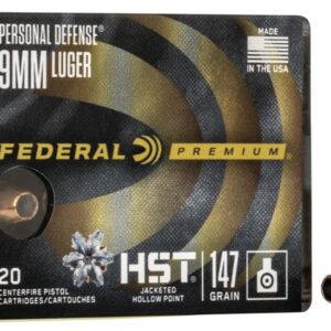 Federal Premium Centerfire Handgun Ammunition 9mm Luger 147 grain HST Jacketed Hollow Point  500 rounds