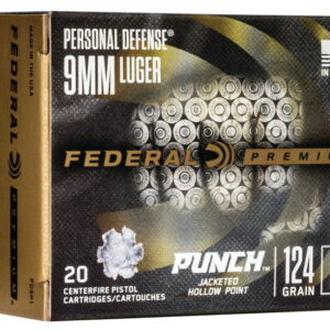 Federal Premium Centerfire Handgun Ammunition 9mm Luger 124 grain Jacketed Hollow Point 500 rounds