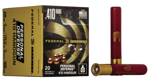 Federal Premium Personal Defense .410 bore 5 Pellet Lead Buckshot Centerfire Pistol Ammunition 500 rounds