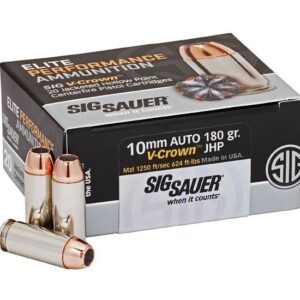 Sig Sauer Elite V-Crown 10mm Auto 180gr. JHP Pistol Ammo 500 rounds