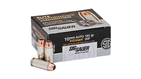 Sig Sauer Elite V-Crown 10mm Auto 180gr. JHP Pistol Ammo 500 rounds