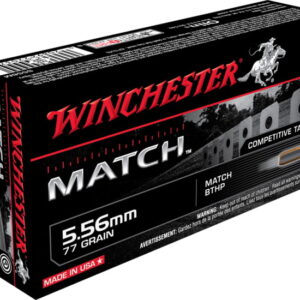 Winchester MATCH 5.56x45mm NATO 77 grain Boat Tail Hollow Point 500 rounds