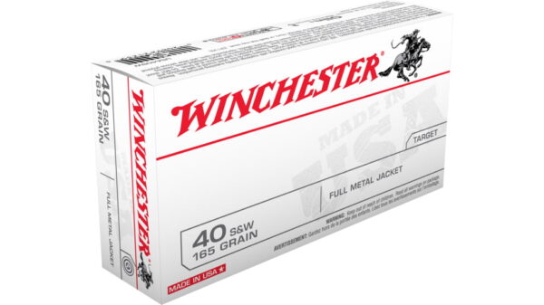 Winchester USA HANDGUN .40 S&W 165 grain Full Metal Jacket Brass Cased 500 rounds